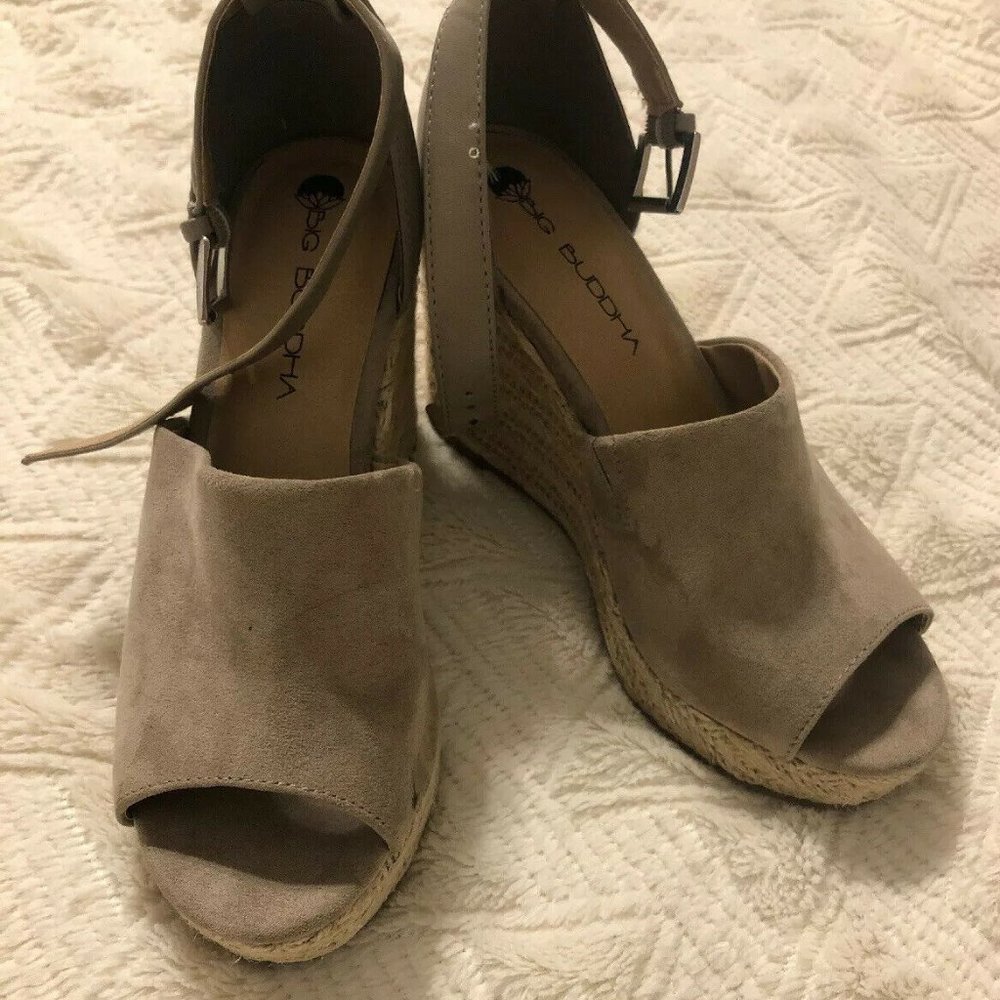 Big Buddha Womens Espadrille Sandal Beige Gray Wed